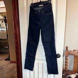 Levi’s High Rise, Straight Leg Dark Blue Denim Jeans, Washed, Never Worn.